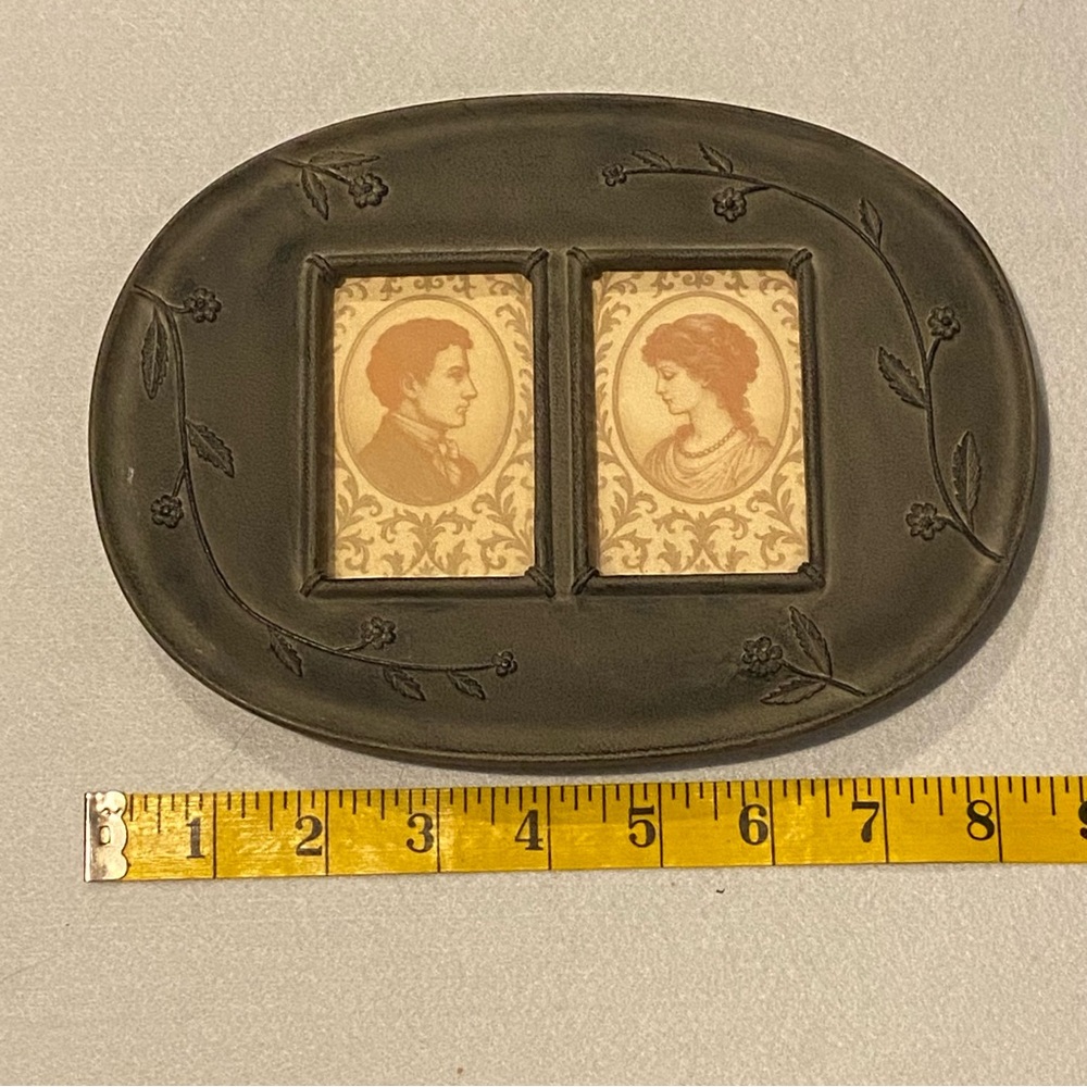 Rustic Embossed Bronze Iron 2-openng French Country photo Picture Desktop Frame - Picture 4 of 8